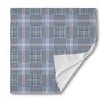 Navy And White Glen Plaid Print Silk Bandana