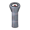 Navy And White Glen Plaid Print Single Neoprene Wine Tote