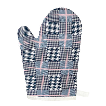 Navy And White Glen Plaid Print Single Oven Mitt
