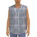 Navy And White Glen Plaid Print Sleeveless Baseball Jersey