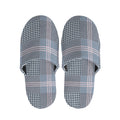 Navy And White Glen Plaid Print Slippers