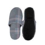Navy And White Glen Plaid Print Slippers