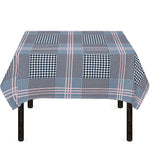 Navy And White Glen Plaid Print Tablecloth