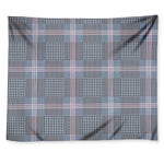 Navy And White Glen Plaid Print Tapestry
