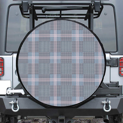Navy And White Glen Plaid Print Tire Cover
