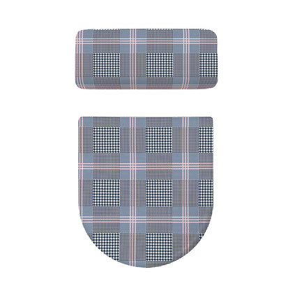 Navy And White Glen Plaid Print Toilet Lid And Tank Cover Set