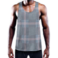 Navy And White Glen Plaid Print Men's Workout Tank Top