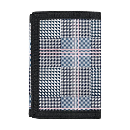 Navy And White Glen Plaid Print Trifold Wallet
