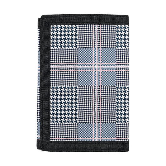 Navy And White Glen Plaid Print Trifold Wallet