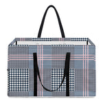 Navy And White Glen Plaid Print Utility Tote Bag