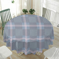Navy And White Glen Plaid Print Waterproof Round Tablecloth