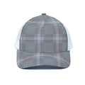 Navy And White Glen Plaid Print White Mesh Trucker Hat