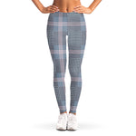 Navy And White Glen Plaid Print Women's Leggings