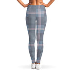 Navy And White Glen Plaid Print Women's Leggings