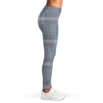 Navy And White Glen Plaid Print Women's Leggings