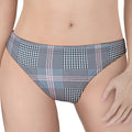 Navy And White Glen Plaid Print Women's Thong