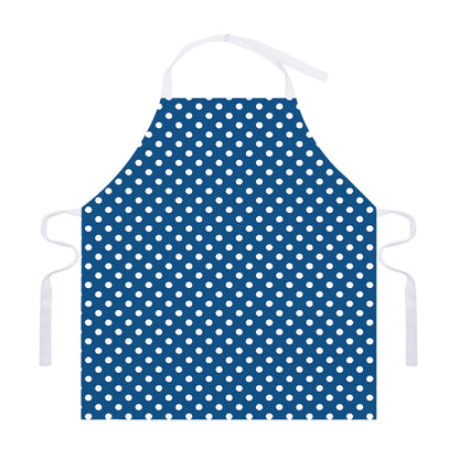 Navy And White Polka Dot Pattern Print Adjustable Apron