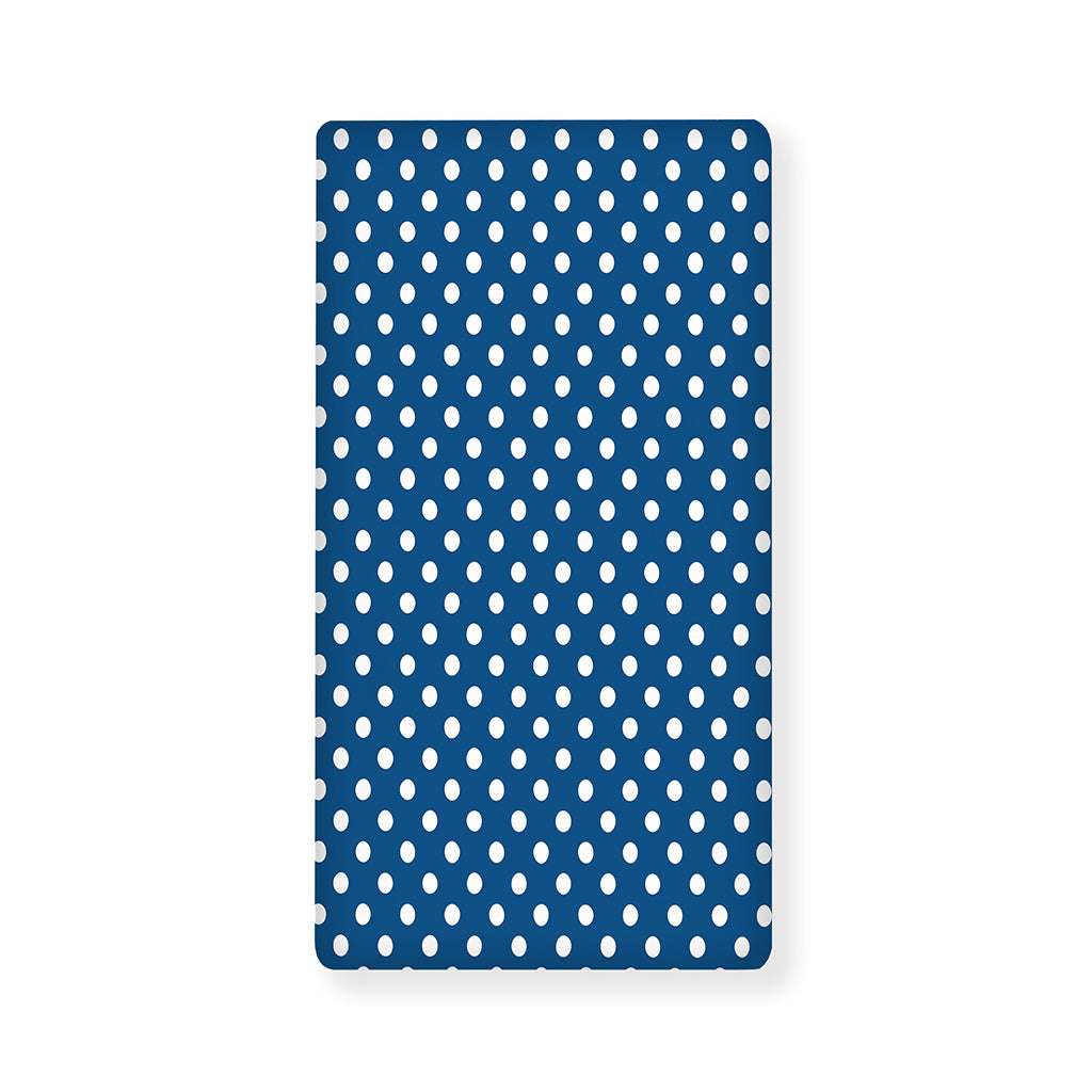 Navy And White Polka Dot Pattern Print Baby Crib Sheet