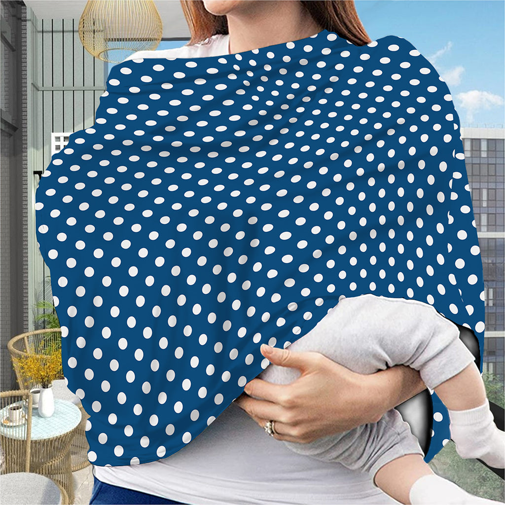 Navy And White Polka Dot Pattern Print Baby Seat Cover
