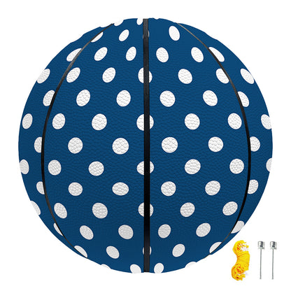 Navy And White Polka Dot Pattern Print Basketball