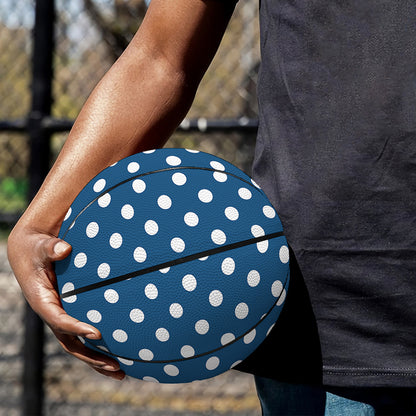 Navy And White Polka Dot Pattern Print Basketball