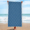 Navy And White Polka Dot Pattern Print Beach Towel