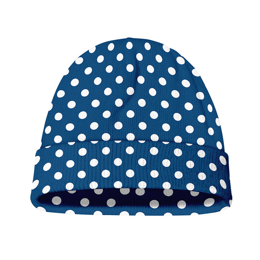 Navy And White Polka Dot Pattern Print Beanie