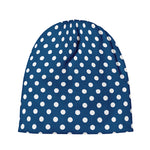 Navy And White Polka Dot Pattern Print Beanie