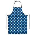 Navy And White Polka Dot Pattern Print Bib Apron With Pocket