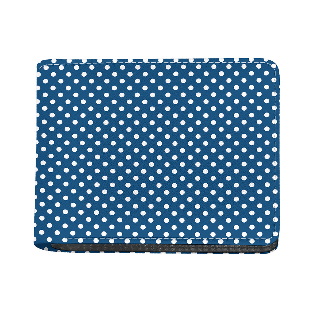 Navy And White Polka Dot Pattern Print Bifold Wallet