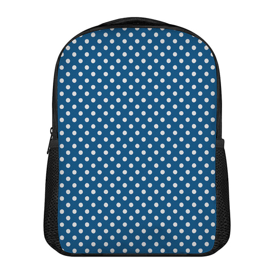Navy And White Polka Dot Pattern Print Casual Backpack