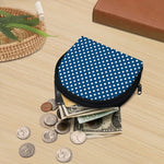 Navy And White Polka Dot Pattern Print Coin Purse