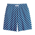 Navy And White Polka Dot Pattern Print Cotton Shorts
