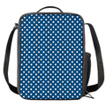 Navy And White Polka Dot Pattern Print Crossbody Lunch Bag