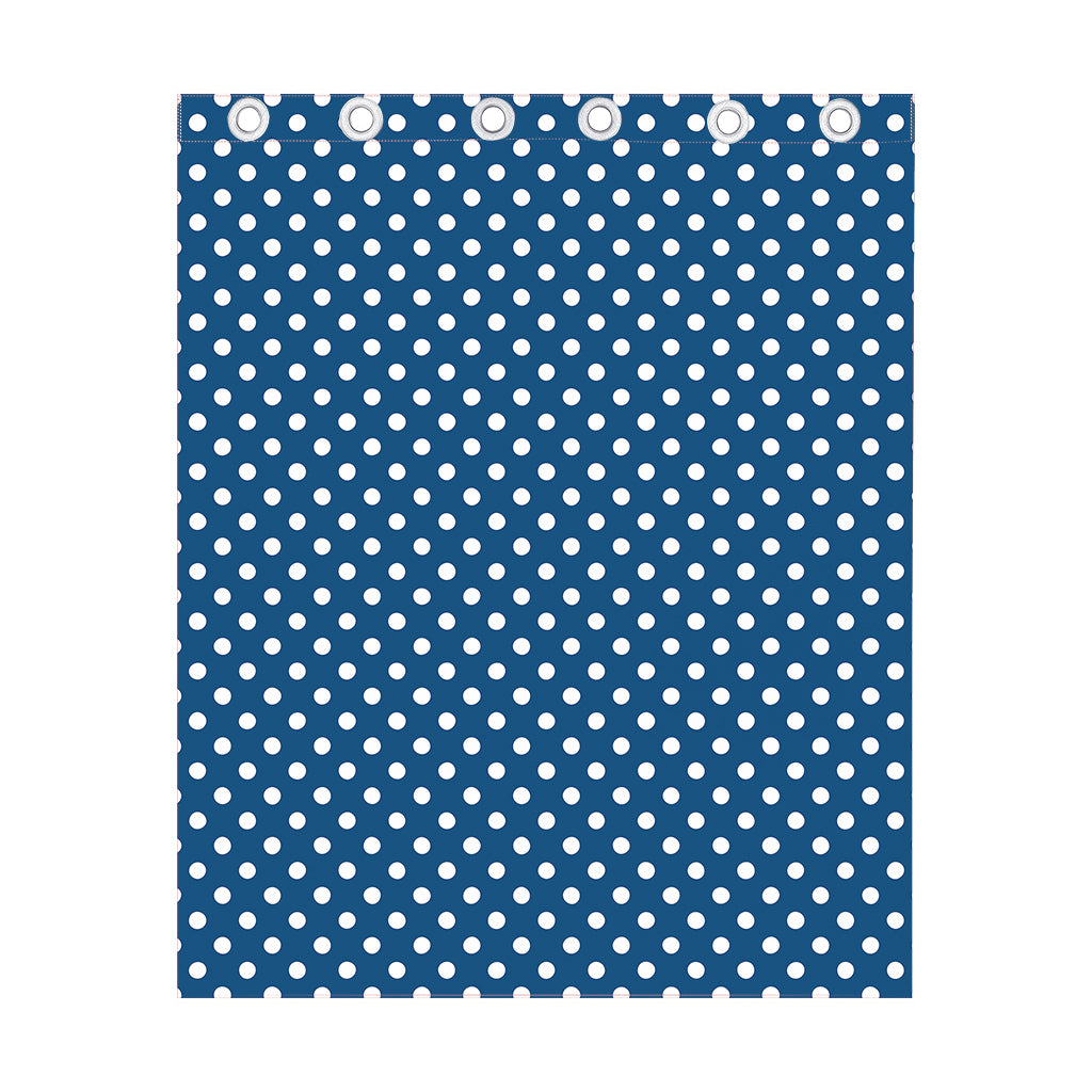 Navy And White Polka Dot Pattern Print Curtain
