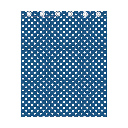 Navy And White Polka Dot Pattern Print Curtain