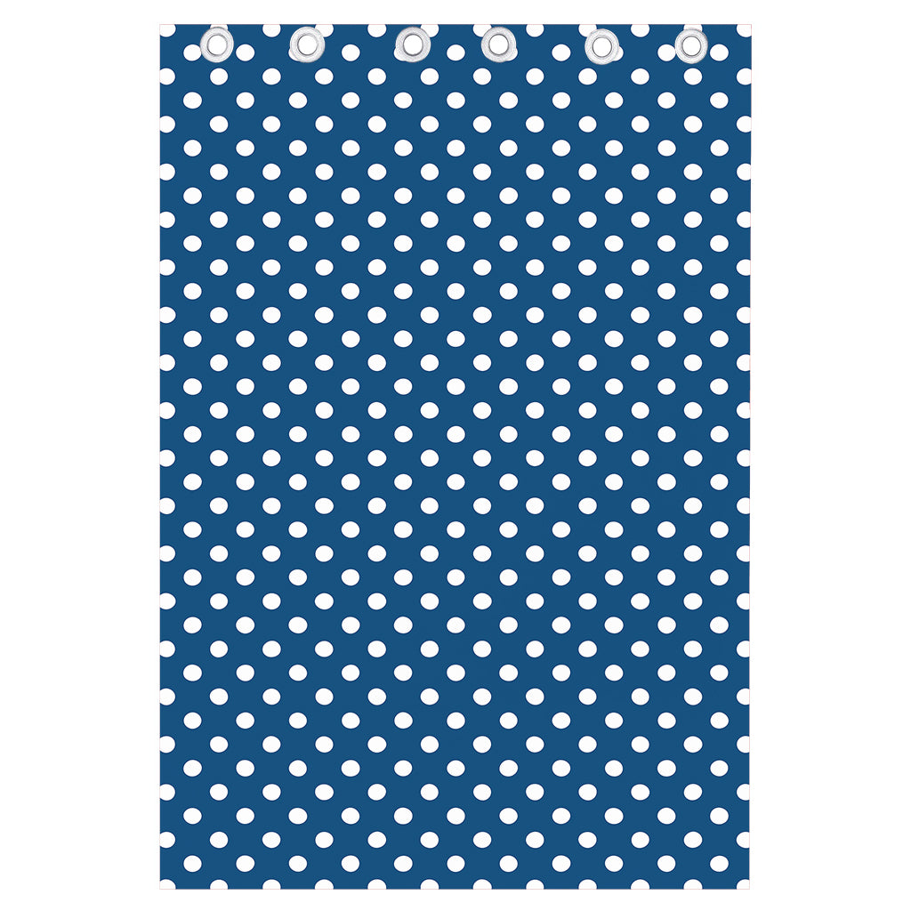 Navy And White Polka Dot Pattern Print Curtain