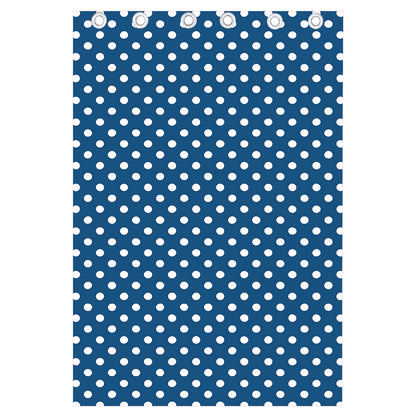 Navy And White Polka Dot Pattern Print Curtain