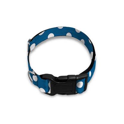 Navy And White Polka Dot Pattern Print Dog Collar