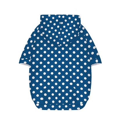 Navy And White Polka Dot Pattern Print Dog Zip Up Hoodie