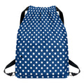 Navy And White Polka Dot Pattern Print Drawstring Backpack