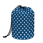 Navy And White Polka Dot Pattern Print Drawstring Makeup Bag