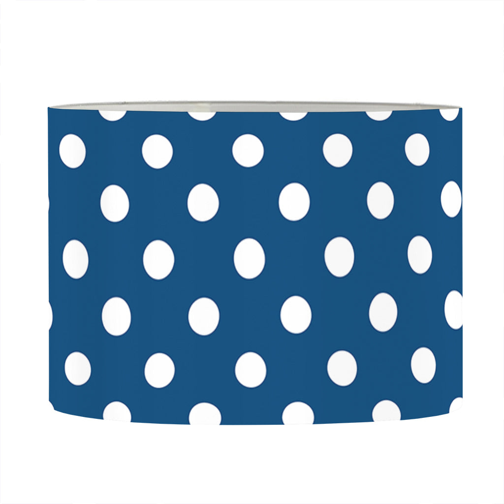Navy And White Polka Dot Pattern Print Drum Lamp Shade