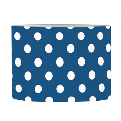 Navy And White Polka Dot Pattern Print Drum Lamp Shade