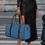 Navy And White Polka Dot Pattern Print Duffle Bag