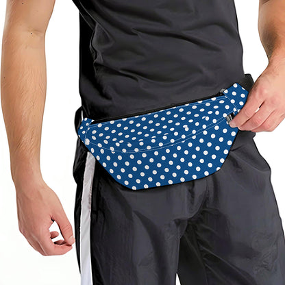 Navy And White Polka Dot Pattern Print Fanny Pack