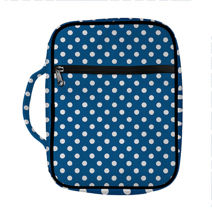 Navy And White Polka Dot Pattern Print Front Pocket Bible Bag