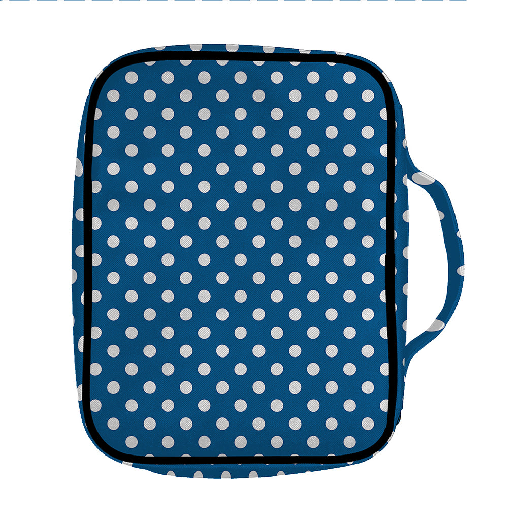 Navy And White Polka Dot Pattern Print Front Pocket Bible Bag