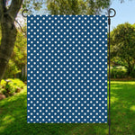 Navy And White Polka Dot Pattern Print Garden Flag