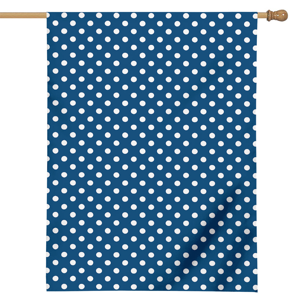 Navy And White Polka Dot Pattern Print House Flag